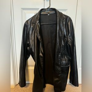 Large Oversized Black Leather Jacket Fake Leather